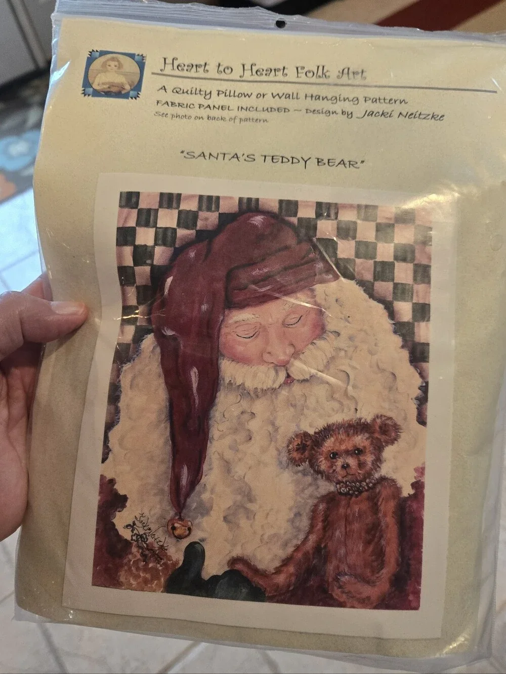Santas Teddy Bear Craft Kit Pillow Or Wall  Hanging Heart To Heart Folk Art